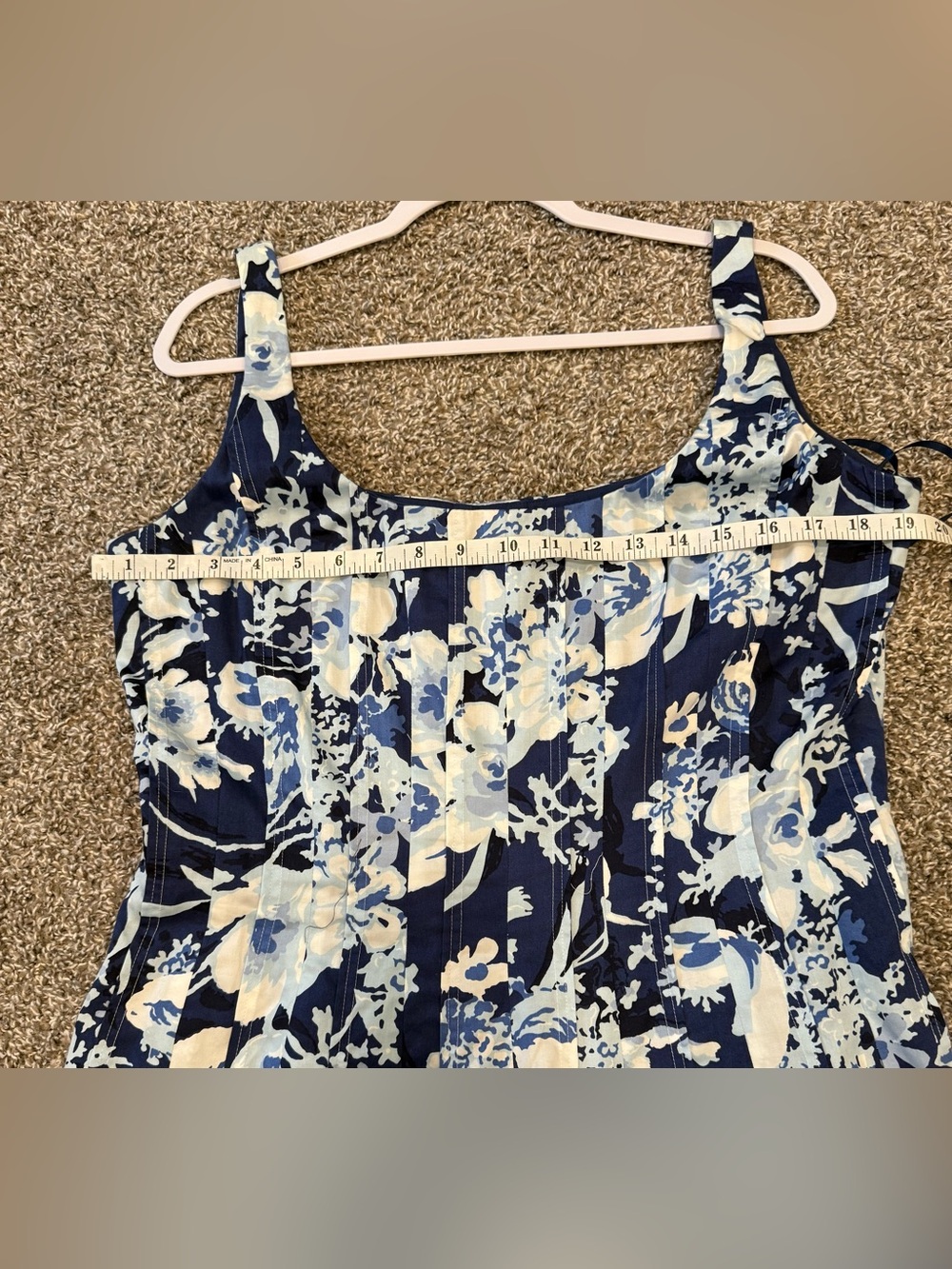 Lauren Ralph Lauren Dress Womens 14 Blue Floral Pleated Pockets Fit And Flare - Picture 4 of 6